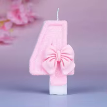 Velas de Aniversário Números 0-9 Rosa com Laço Thumbnail 4