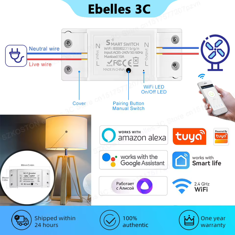 Interruptor Inteligente Tuya 10A Wi-Fi