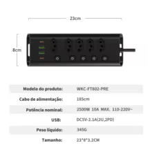 Extensor de Tomada 5 Saídas USB Type-C Thumbnail 6