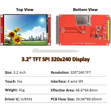 Display LCD TFT 3.2" com Toque ILI9341 Thumbnail 1