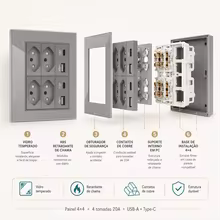 Painel Modular Melery Brasil 4x2 Tomada USB Thumbnail 5