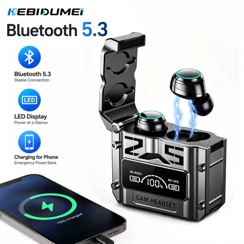 Fones Bluetooth 5.3 para Jogos com LED