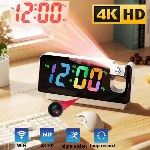 Câmera Mini HD 4K com Relógio