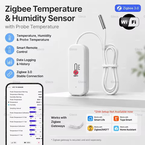 Sensor Zigbee/Wi-Fi Temperatura e Umidade
