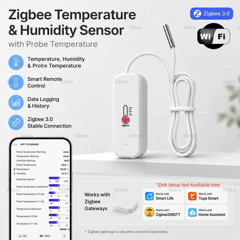 Sensor Zigbee/Wi-Fi Temperatura e Umidade