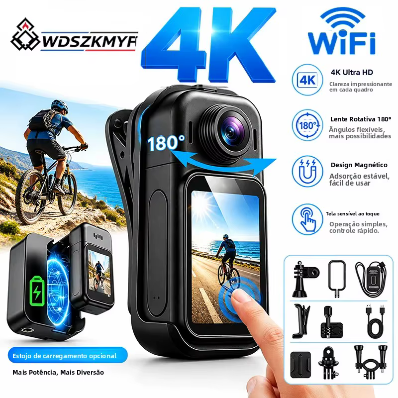 Câmera de Ação Mini 4K Wi-Fi