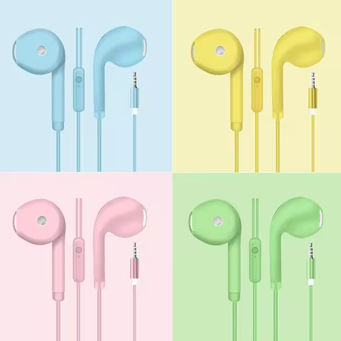 Fone de Ouvido Macaron 3.5mm com Microfone