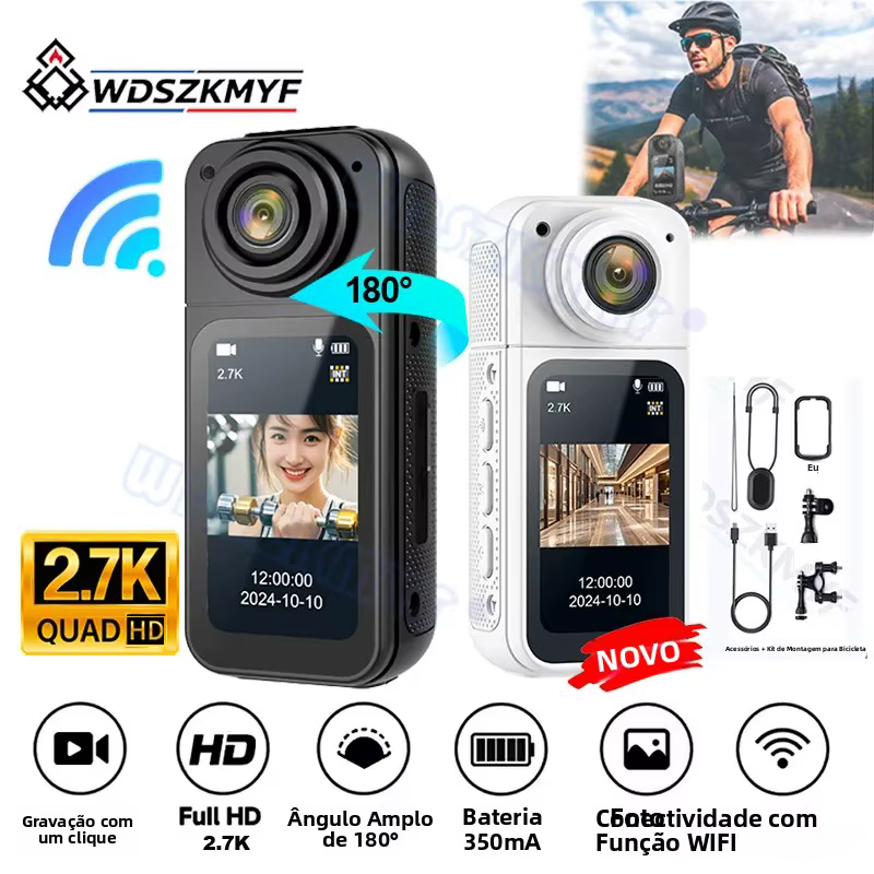 Mini Câmera WiFi 2.7K Rotativa