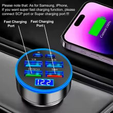 Carregador Carro 6 em 1 USB-C com Display Thumbnail 2