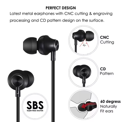 Fone de Ouvido 3.5mm Metal Preto