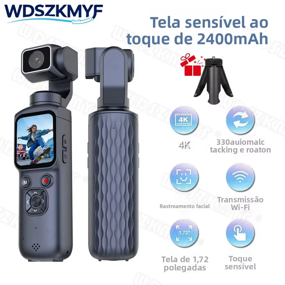 Câmera 4K com Gimbal 330° e WiFi