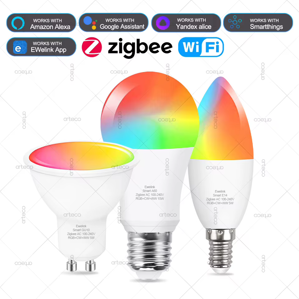 Lâmpada LED Inteligente Wi-Fi Zigbee RGB