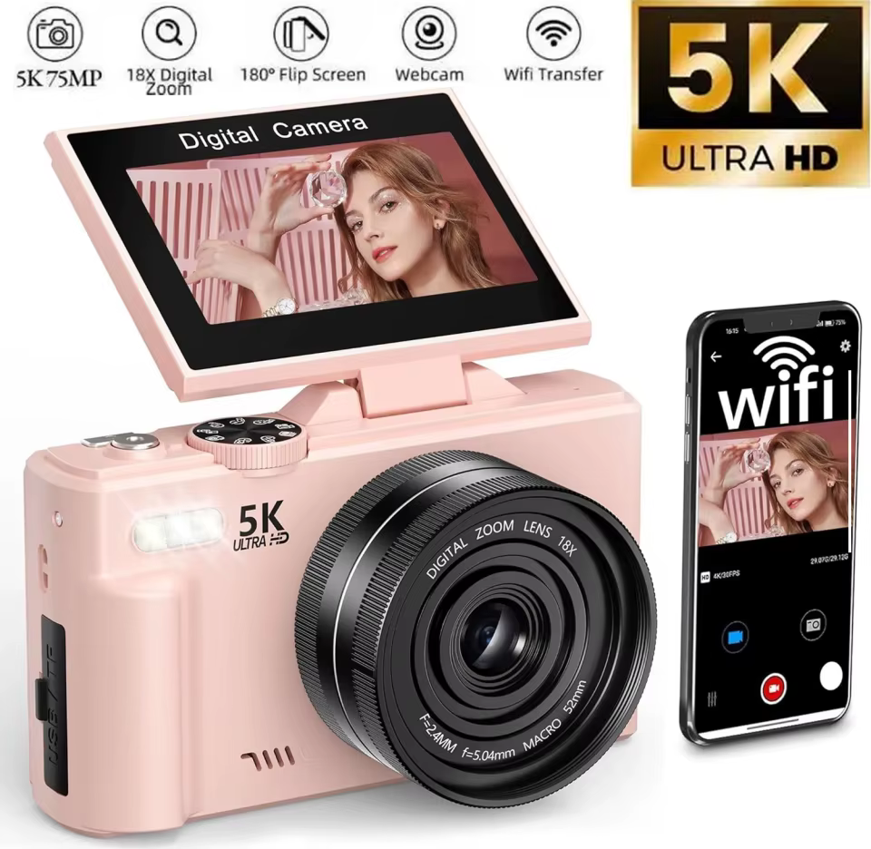 Câmera Digital 5K 75MP