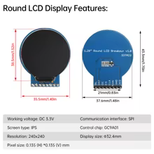 Tela LCD Redonda 1.28" RGB 240x240 Thumbnail 3