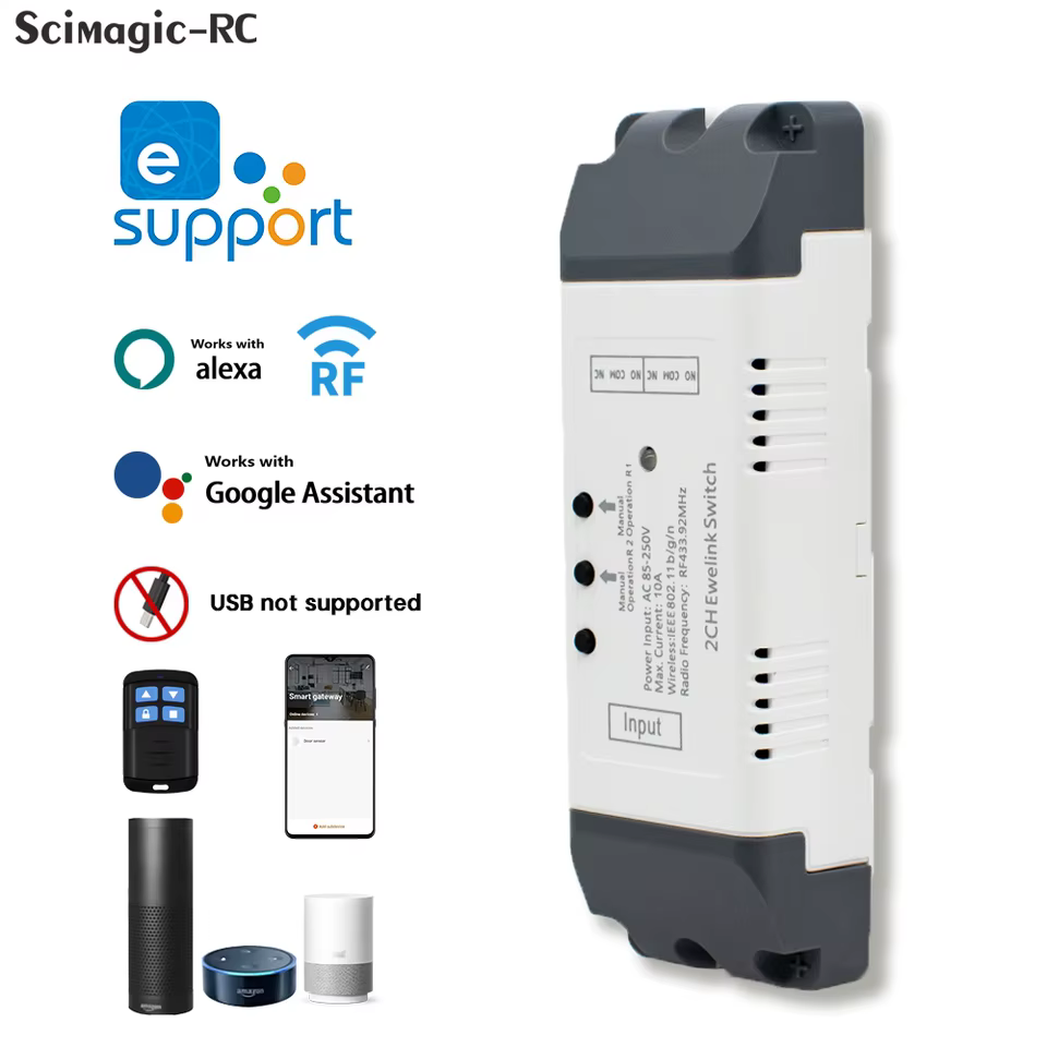 Interruptor WiFi EWELINK 2 Canais RF 433