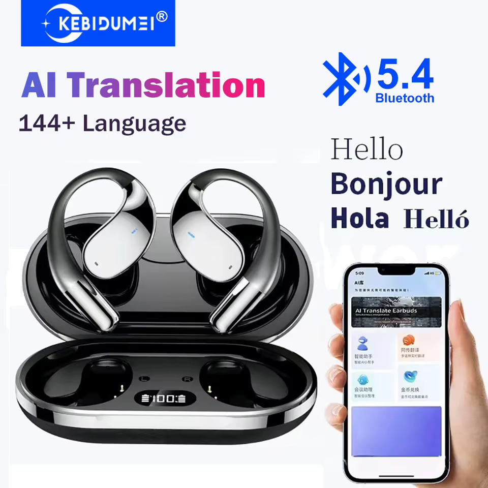 Fones Tradutor Bluetooth 5.4 KEBIDUMEI