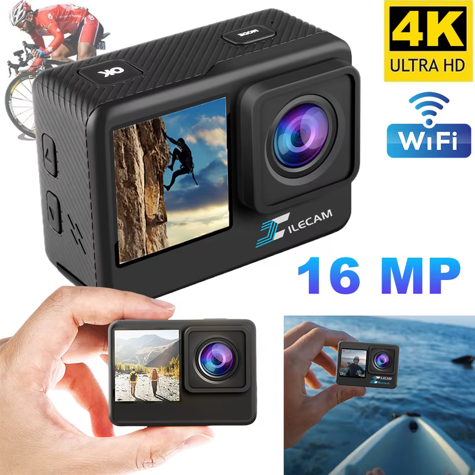Câmera de Ação Dual Screen 4K