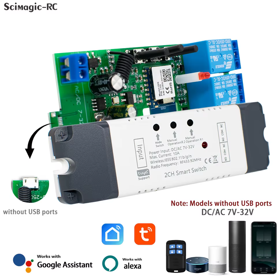 Interruptor Inteligente Tuya 2CH Wi-Fi Alexa