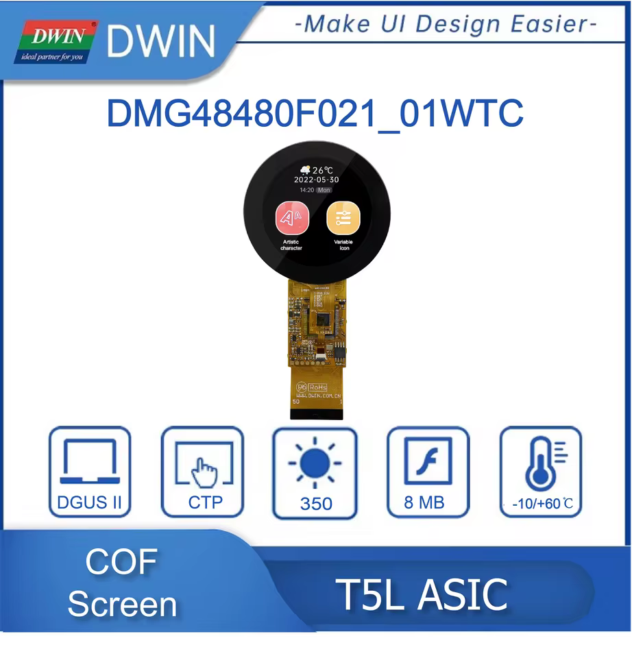 Display LCD IPS 2.1" 480x480 DWIN