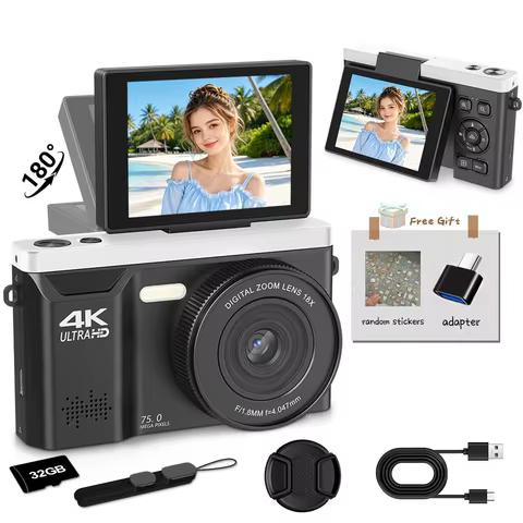 Câmera Digital 4K Vlogging 75MP