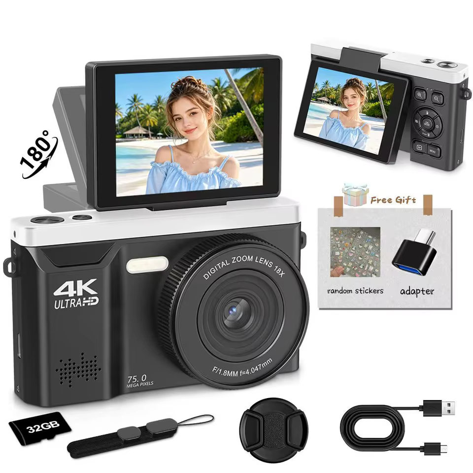 Câmera Digital 4K Vlogging 75MP