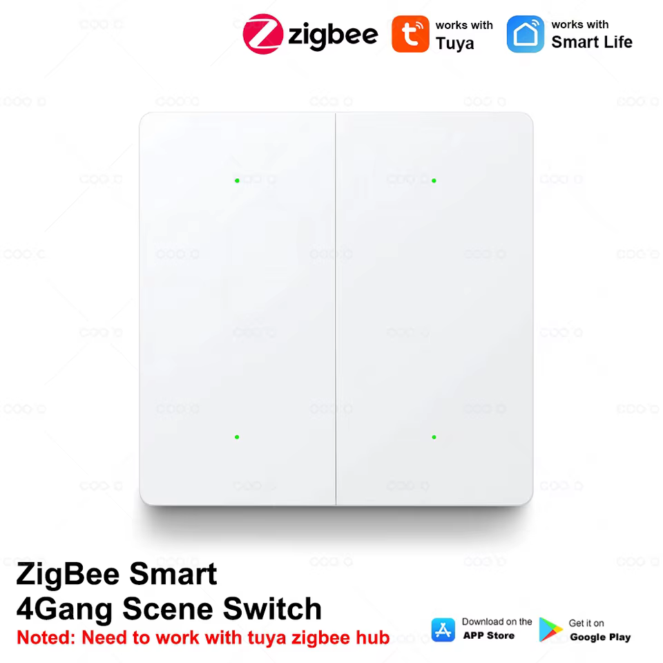 Interruptor Tuya Zigbee 4 Gangues