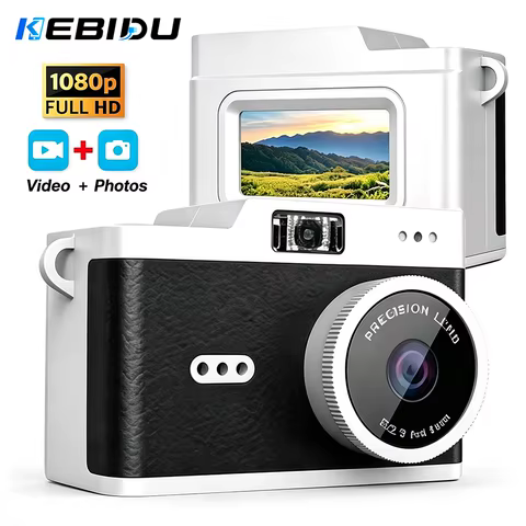 Câmera Digital Retro Mini CCD KEBIDU 1080P com Tela de 0,96" e Flash Integrado, Câmera Portátil em Formato de Chaveiro para Crianças em Viagens ao Ar Livre