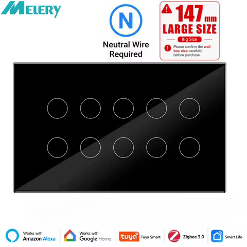 Interruptor Zigbee Melery com Repetidor e Controle por Voz