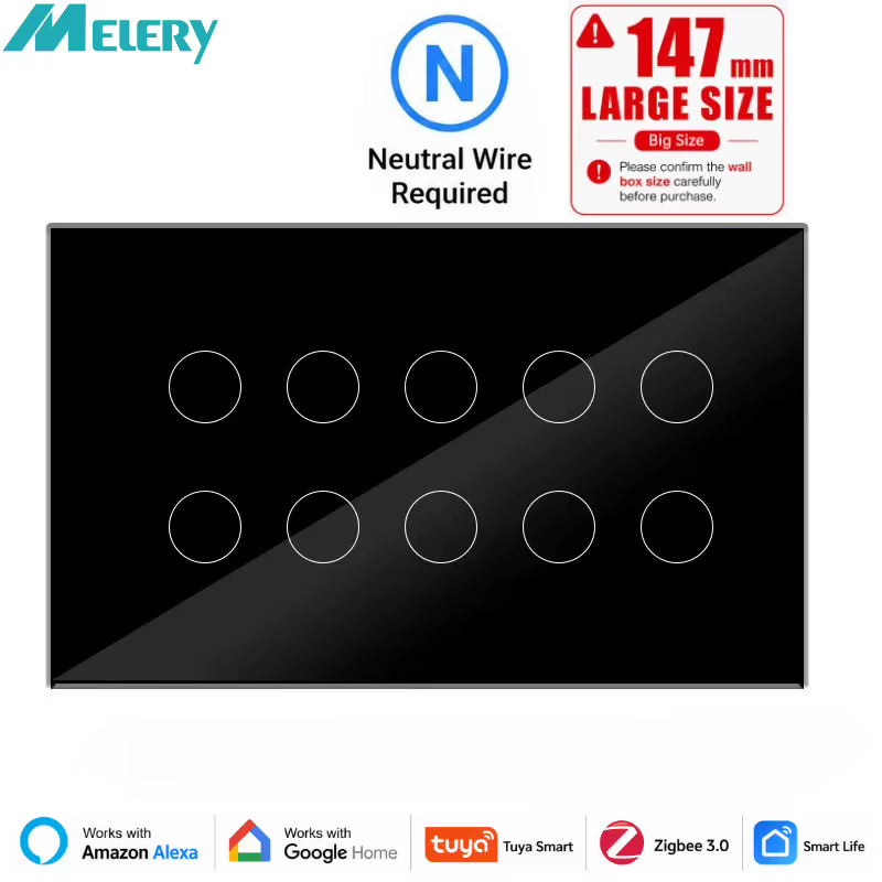 Interruptor Zigbee Melery com Repetidor e Controle por Voz
