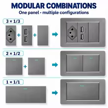 Painel Modular Melery Brasil 4x2 Tomada USB Thumbnail 3