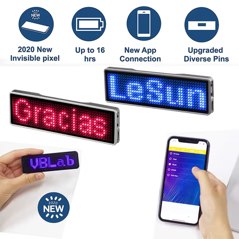 Crachá LED Programável Bluetooth