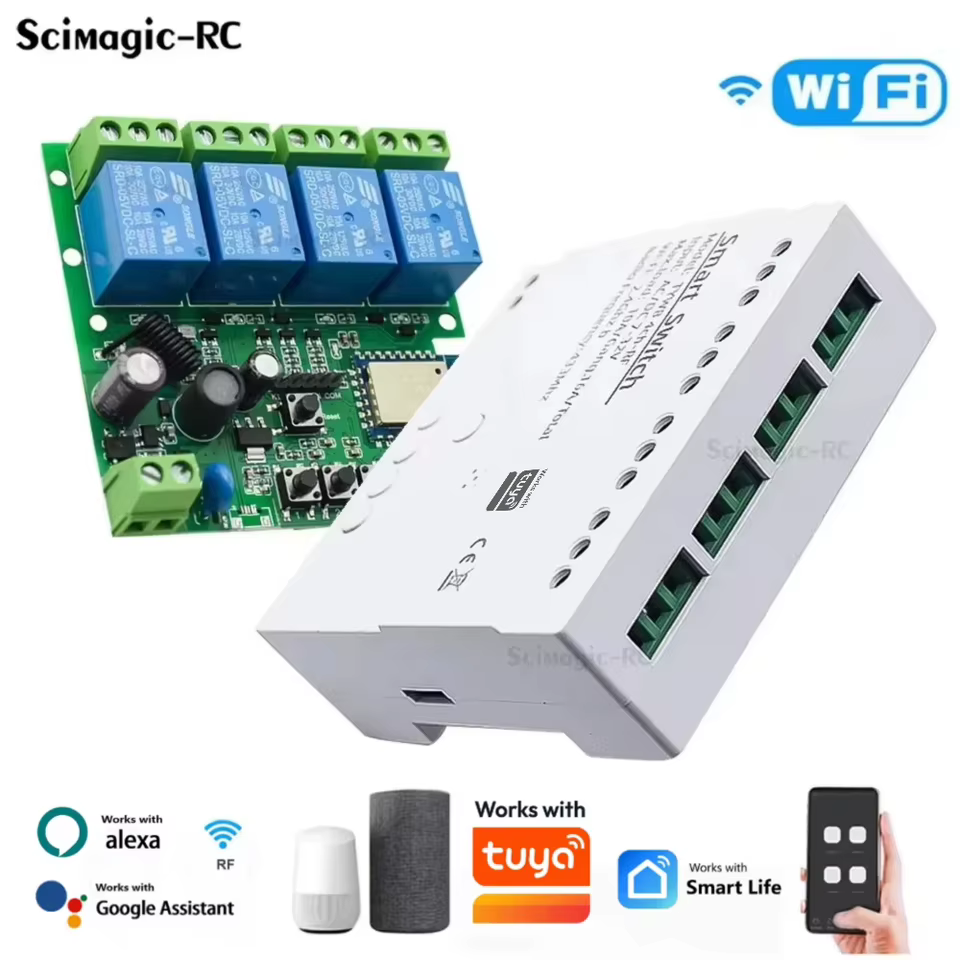 Relé Inteligente WiFi 4CH Tuya Alexa