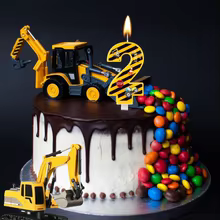 Vela de Aniversário Construção 0-9 Amarelo e Preto Thumbnail 5