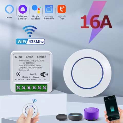Interruptor WiFi Inteligente 16A com Controle Remoto