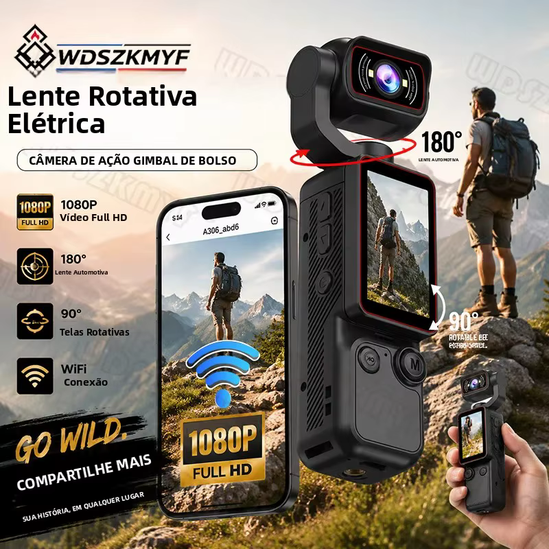 Câmera de Ação Portátil 1080p Wi-Fi