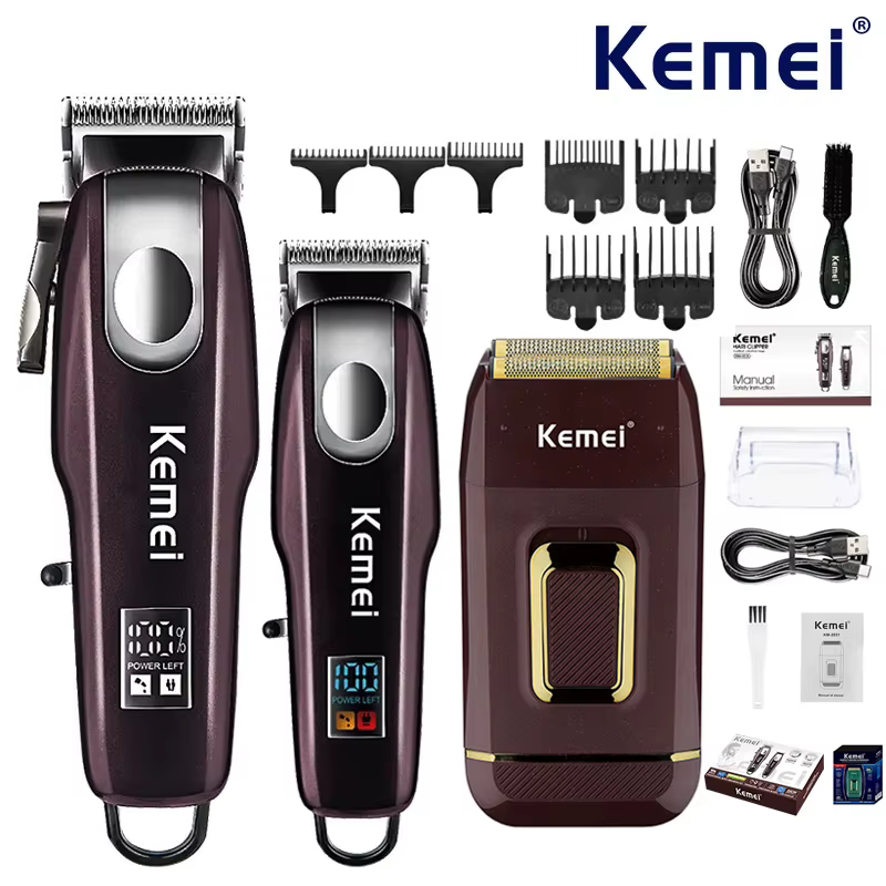 Kit Cortador de Cabelo Kemei Profissional