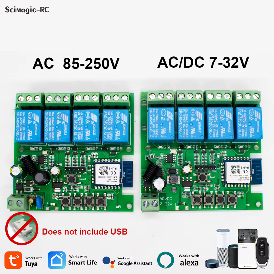 Módulo Relé Inteligente 4 Ch Tuya WiFi