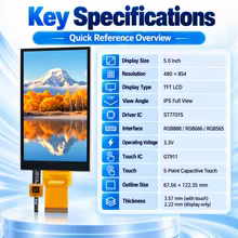 Display LCD 5" Touch IPS RGB 3.3V Thumbnail 4