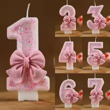 Vela de Aniversário Número Rosa Glitter Thumbnail 1