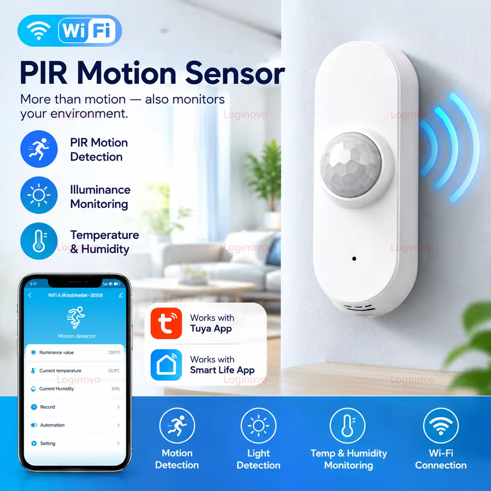 Sensor de Movimento PIR WiFi Smart