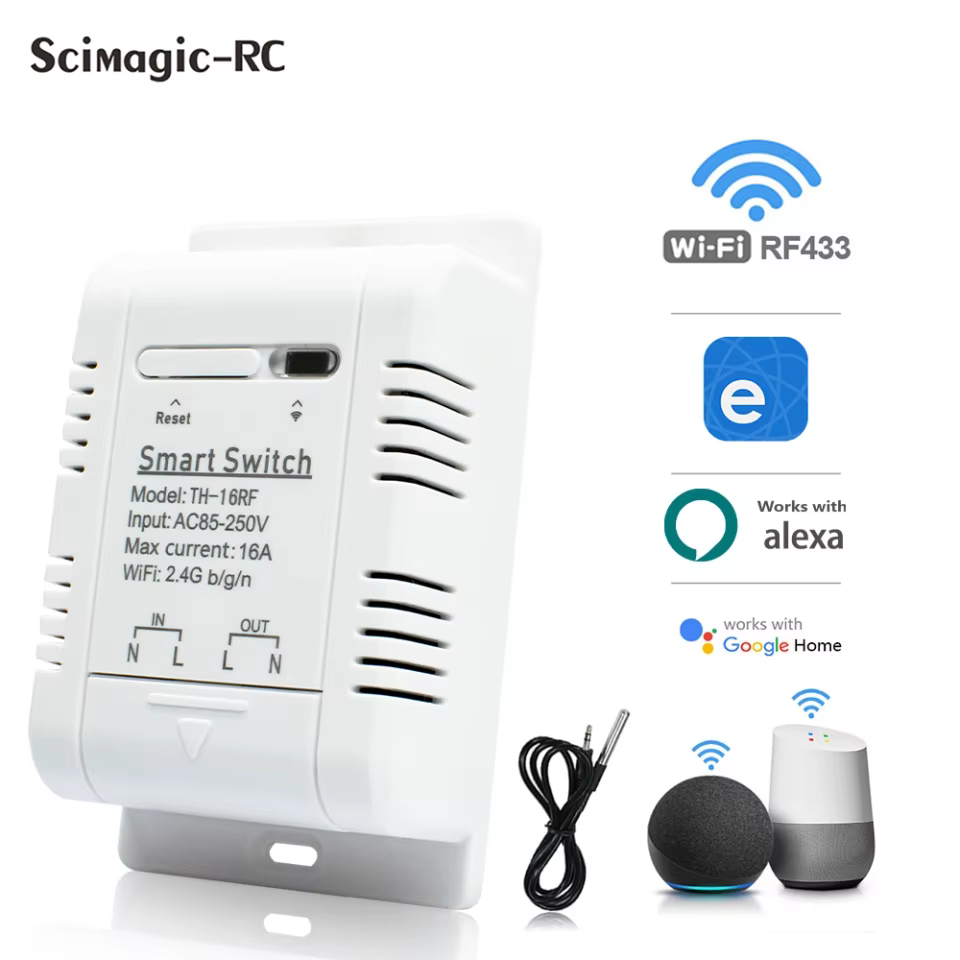 Interruptor WiFi Inteligente Ewelink com Sensor de Temperatura