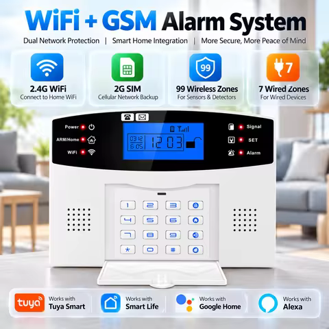 Alarme de Segurança Residencial WiFi GSM 433MHz com Sensor de Porta e PIR