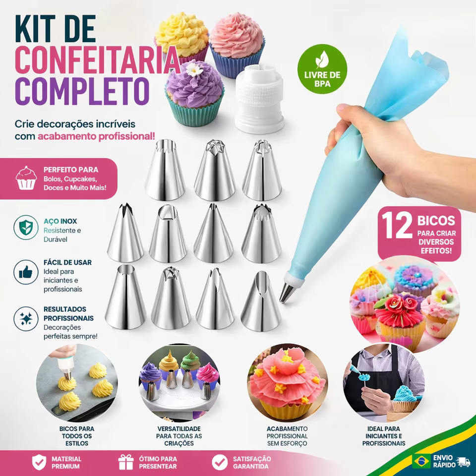 Kit 24 Sacos Silicone Decoração Bolos