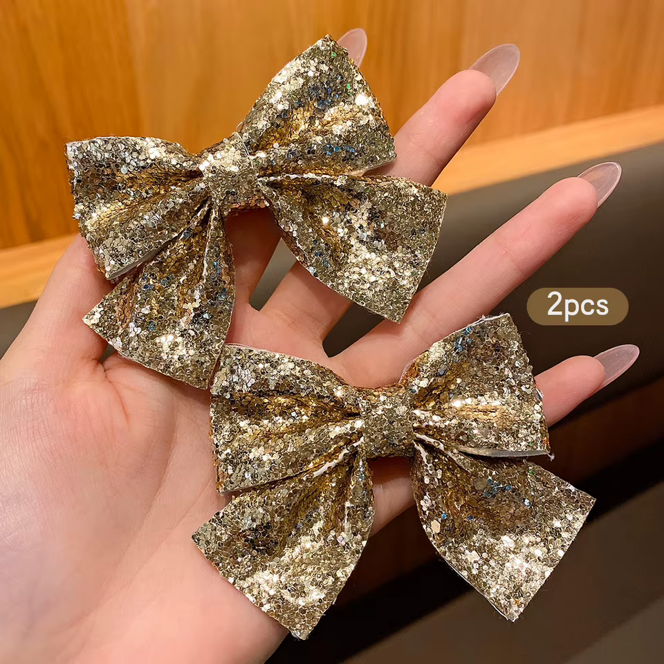 Grampos de Cabelo com Laço Dourado
