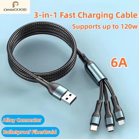 Cabo Carregador 3 em 1 120W