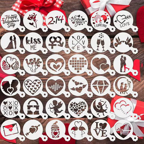 Kit 36 Estêncis de Amor para Confeitaria