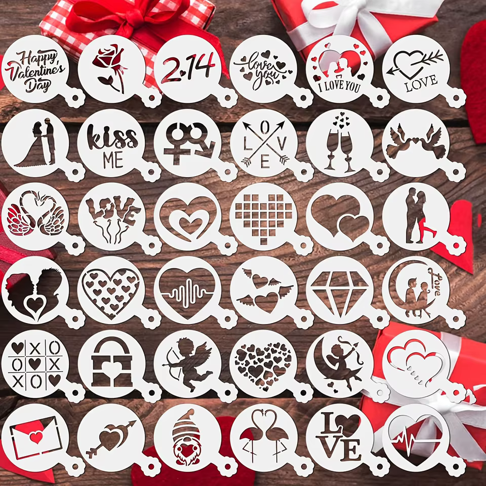 Kit 36 Estêncis de Amor para Confeitaria