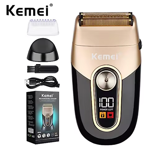 Barbeador Elétrico Kemei Sem Fio