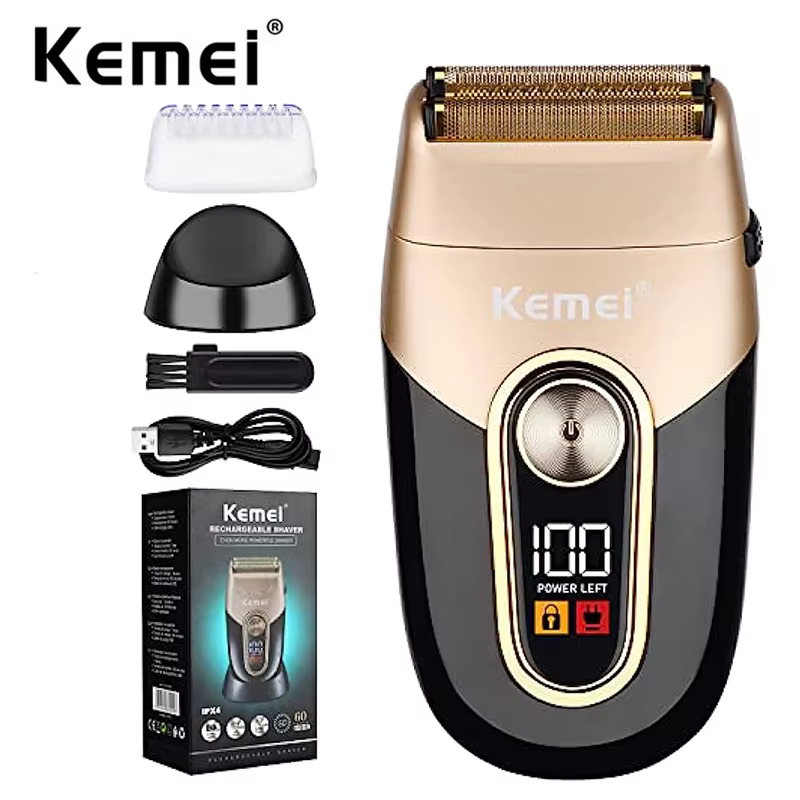Barbeador Elétrico Kemei Sem Fio