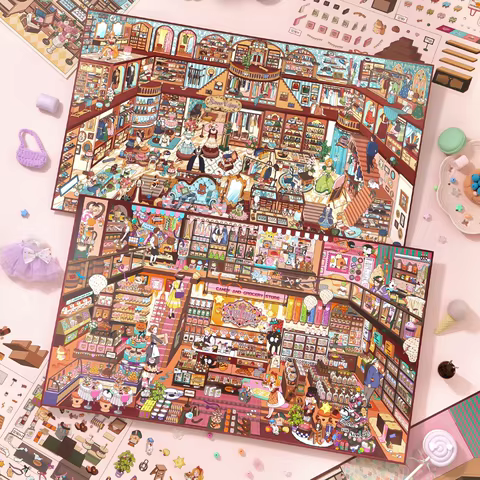 Livro de Adesivos 3D Imersivo Casa de Doces